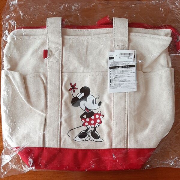 東京ディズニーリゾート Disney ミニーマウス トートバッグ 生成り×赤 新品未使用 マザーズバッグ クラシック キャンバス