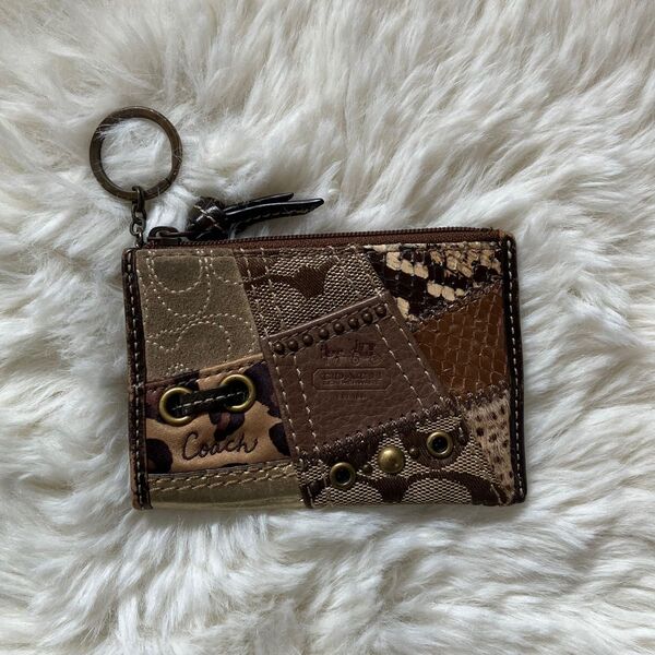 COACH パッチワーク コインケース キーケース レザー 小銭入れ コーチ キーリング パイソン ハラコ シグネチャー