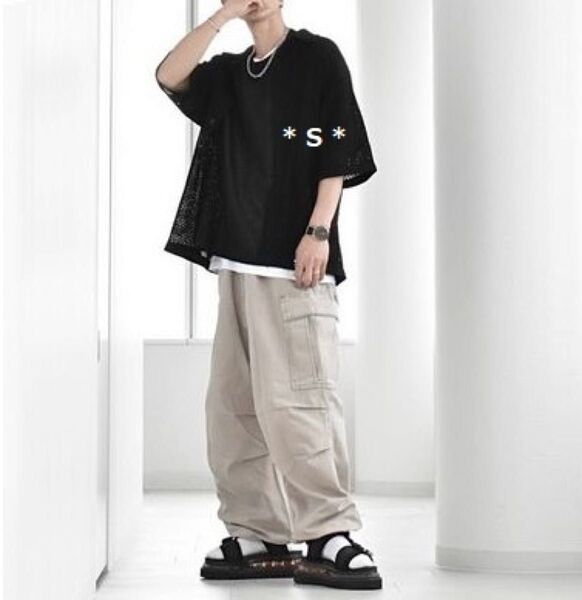 メッシュテクスチャー クルーネックT(5分袖) メッシュTシャツ メンズ men's GU