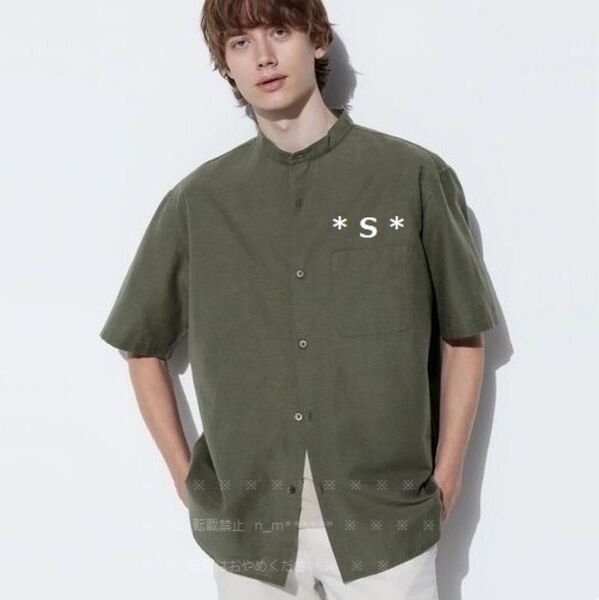 コットンリネンスタンドカラーシャツ UNIQLO