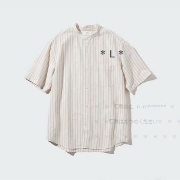 コットンリネンスタンドカラーシャツ/ストライプ UNIQLO