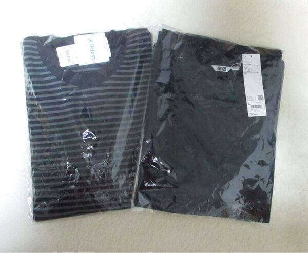 エアリズムコットンボーダーTシャツ 長袖 &エアリズムコットンオーバーサイズTシャツ五分袖ボーダー UNIQLO U