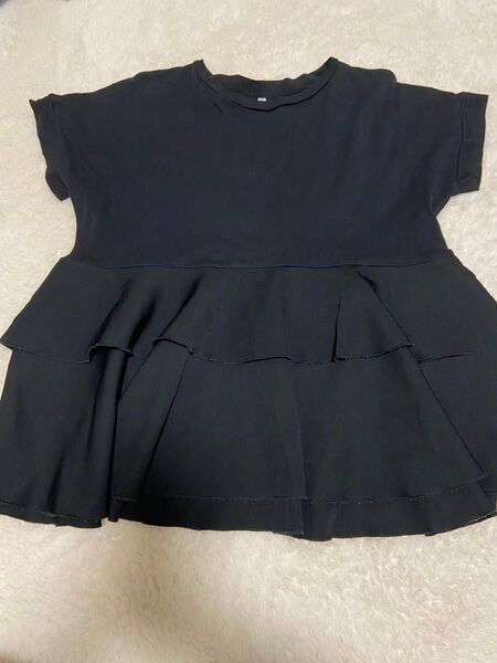 coca コカ デザインTシャツ 黒 半袖 無地 フリル