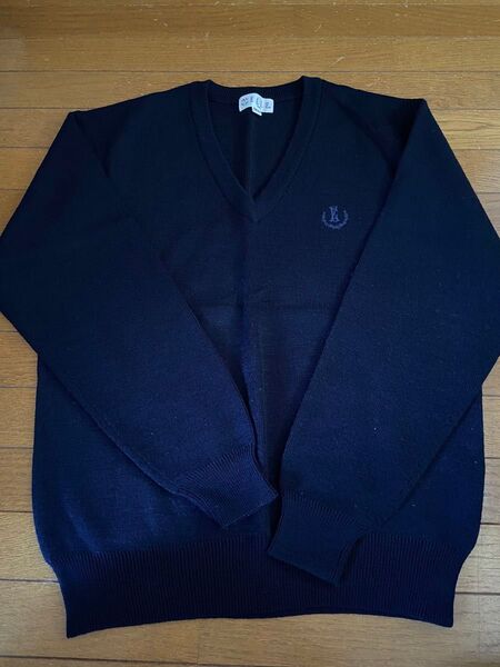 ELLE トレーナー セーター ニット 紺 制服 スクール Vネック ネイビー