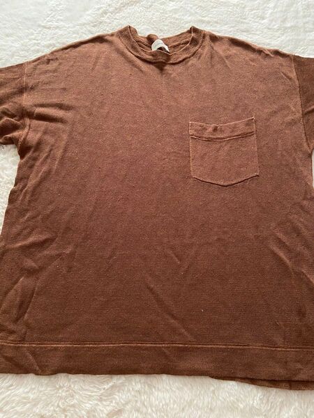 steven alanスティーブアラン Tシャツ 茶色 麻 ポリ トップス 半袖 ブラウン