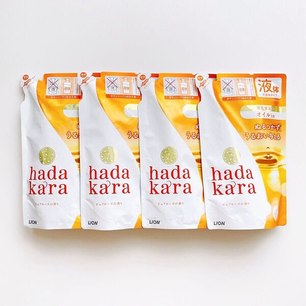 【新品】hadakara ボディソープ オイルinイン ピュアローズの香り 340ml×4