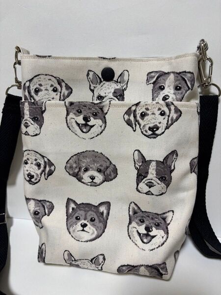 ハンドメイド ポシェット ショルダーバッグ 犬柄