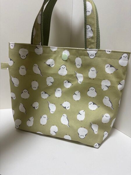 ハンドメイド ミニトートバッグ シマエナガ