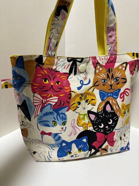 ハンドメイド ミニトートバッグ 猫柄