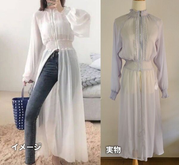 axes femme ワンピース カーディガン シースルー
