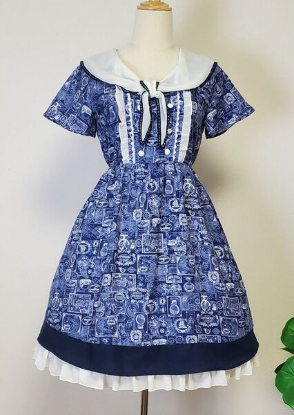 axes femme POETIQUE マリンセーラー風ワンピース ネイビー