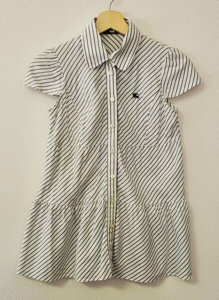 BURBERRY BLUE LABEL シャツ ブラウス ミニ丈ワンピースチュニックシャツストライプロングシャツ