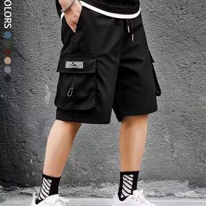 ハーフパンツ 黒 シンプル 短パン 海 レジャー プール 夏 ブラック ランニング スポーツ