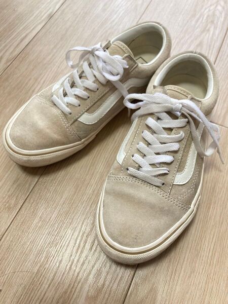 VANS 24.5cm スニーカー ベージュ 古着 バンズ