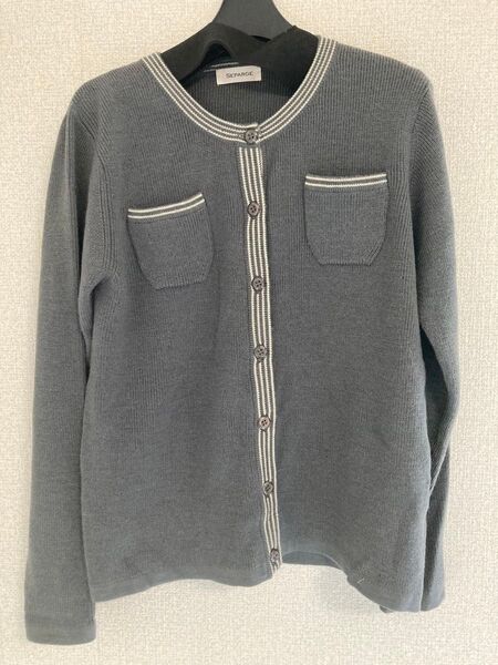 カーディガン 長袖 秋冬 ニット Lサイズ ダークグレー SEPARGE 訳あり