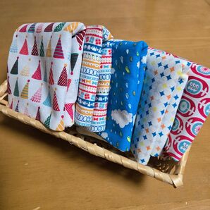 ハンドメイド☆綿麻ガーゼハンカチ5枚セット①