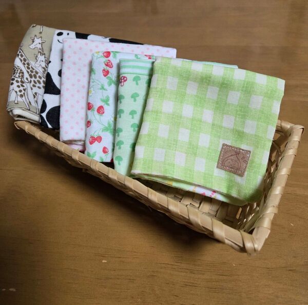 ハンドメイド☆6重ガーゼハンカチ6枚セット 難あり品