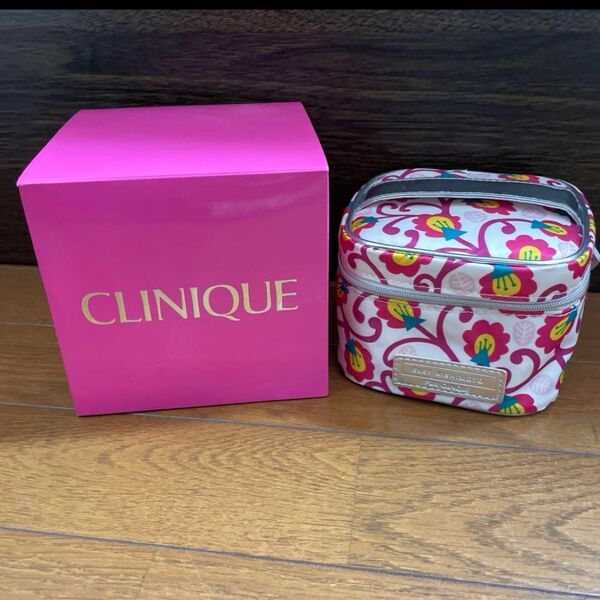 新品 クリニーク ポーチ 化粧ポーチ イーリー キシモト コラボ ホリデイ 花 flower コスメポーチ 化粧 化粧品入れ