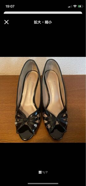 marie claire bis パンプス サンダル 24 エナメル 靴 黒 シューズ ブラック