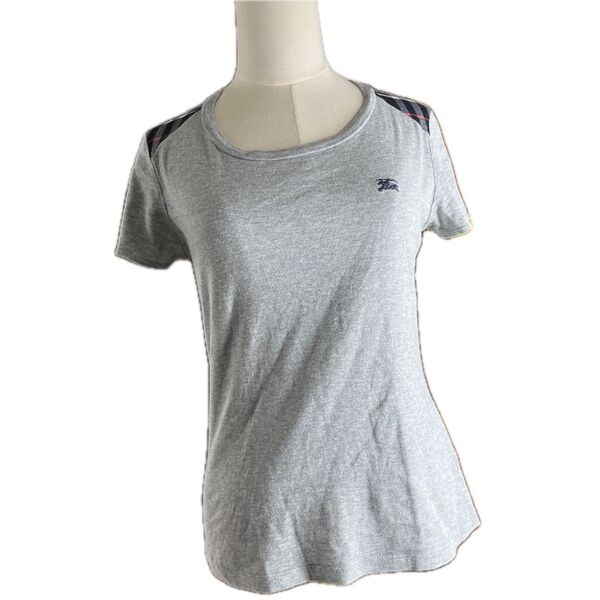 バーバリーブルーレーベル 38サイズ Mサイズ 半袖 Tシャツ グレー ロゴ ノバチェク ネイビー BURBERRY BLUE