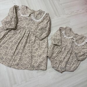 小花柄 レース襟 100cm 70cm 着画あり
