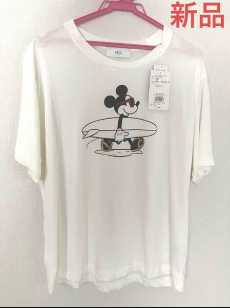 AZUL BY MOUSSY★ サーフミッキーT★Mサイズ★オフホワイト