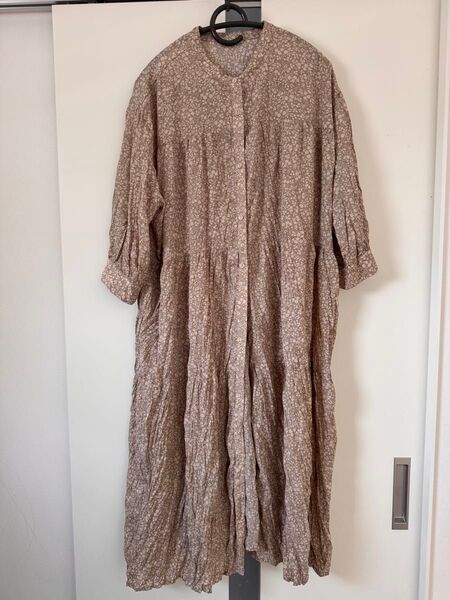花柄 七分袖 ロングシャツワンピース マタニティ