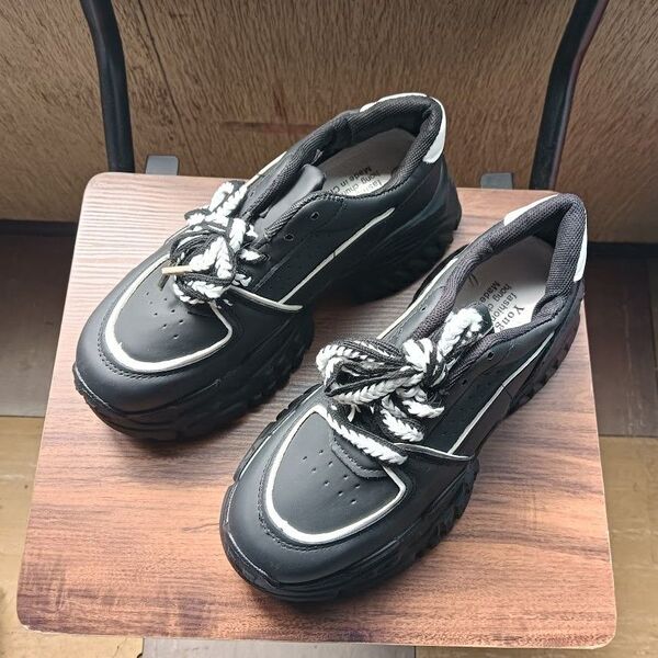 新品 24cm レディース スニーカー ブラック シューズ 靴 身長アップ