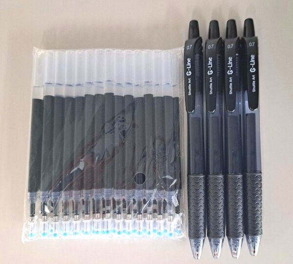 Shuttle Art G-Line ボールペン 黒インク 0.7mm 4本+替え芯28本 まとめ売り