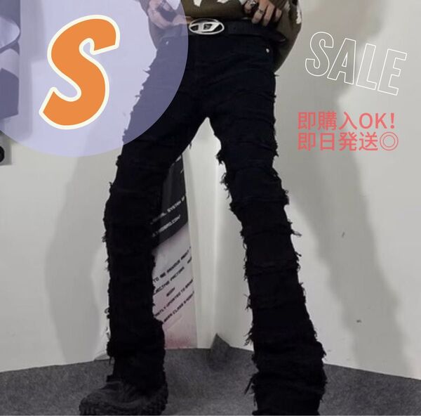【大人気】クラッシュデニム RickOwens ALYX ミニマル y2k ダメージパンツ クラッシュ ラッパー メンズ デニム
