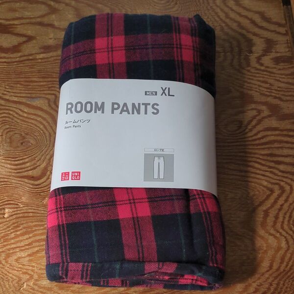 ユニクロ ルームパンツ メンズ XL レッド系 チェック柄 未使用