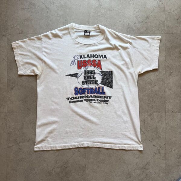 90年代 フルーツオブザルーム ソフトボール Tシャツ アメリカ製 XL 白