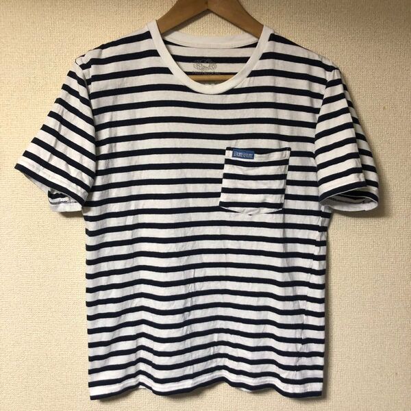 BLUE BLUE fruit of the room コラボ Tシャツ ポケ付き ブルーブルー フルーツオブザルーム ボーダー