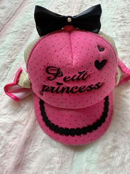 キャップ 帽子 CAP 女の子 ベビーキャップ 50cm リボンキャップ かわいい