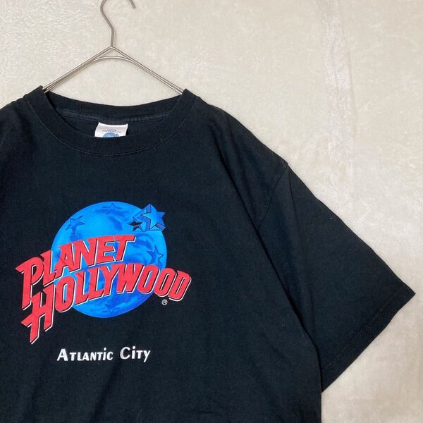 【90s】PLANET HOLLYWOOD USA製 Tシャツ BK L