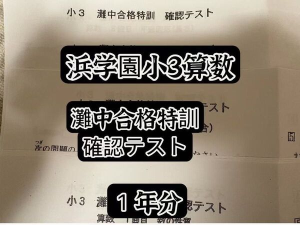 浜学園 小3 灘中合格特訓 確認テスト算数 一年分