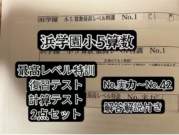 浜学園小5最高レベル特訓算数 復習テスト 計算テスト セット