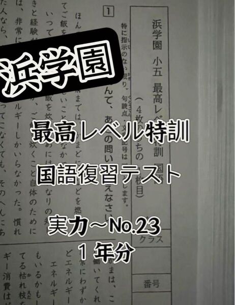浜学園 小5 国語 最高レベル特訓 復習テスト 実力〜No.23 模範解答付き