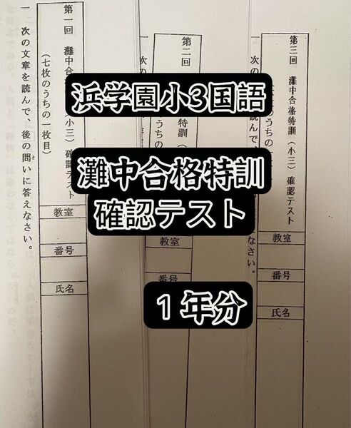 浜学園 小3 灘中合格特訓 確認テスト国語 一年分