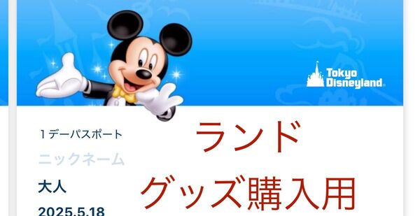 5/18 ディズニーランド グッズ購入用 ディズニーランド グッズ購入 チケット Disney チケット 東京ディズニーランド