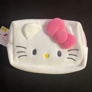 韓国 ダイソー キティ ポーチ 新品未使用 ホワイト×ピンク