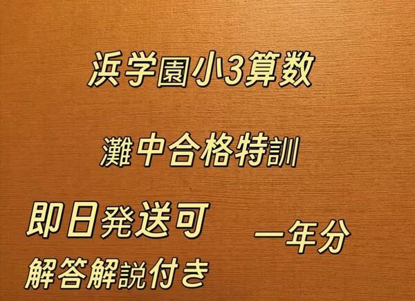 浜学園 小3 灘中合格特訓 算数 確認テスト 1年分