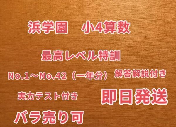 浜学園小4 最高レベル特訓 算数 (一年分)