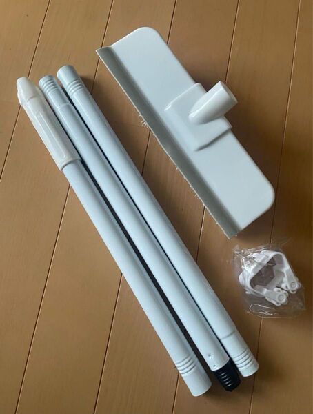 デッキブラシ お風呂掃除 ブラシ 長さ調節可能 水切りワイパー【収納フック付き】
