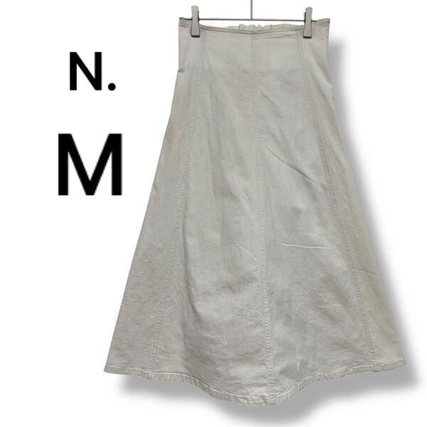 【エヌナチュラルビューティーベーシック】N.Natural Beauty Basic レースアップスカート ミモレ丈 M ホワイト