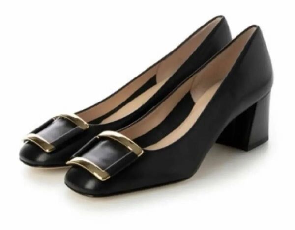 【美品】INTER-CHAUSSURES スクエアバックルパンプス 23.5cm