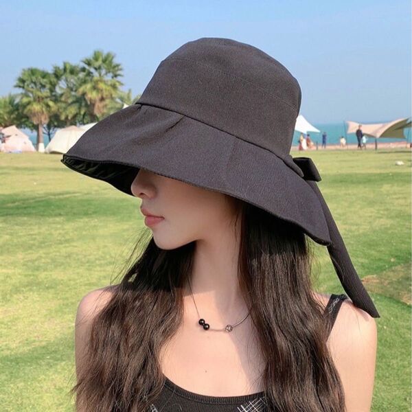 帽子 つば広 折りたたみ UVカット 遮光100% 紫外線 洗える 深め 黒 白 紫外線対策 バケットハット 韓国 日除け帽子