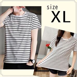 Tシャツ 半袖 ボーダー レディース メンズ ゆったり 速乾 定番 インナー マリン XL カットソー トップス シンプル まとめ