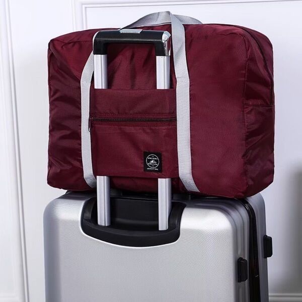 【最終値下げ580円】ボストンバッグ 折りたたみ キャリーオン 軽量 大容量 旅行 マザーズ ワイン ボルドー トラベルポーチ