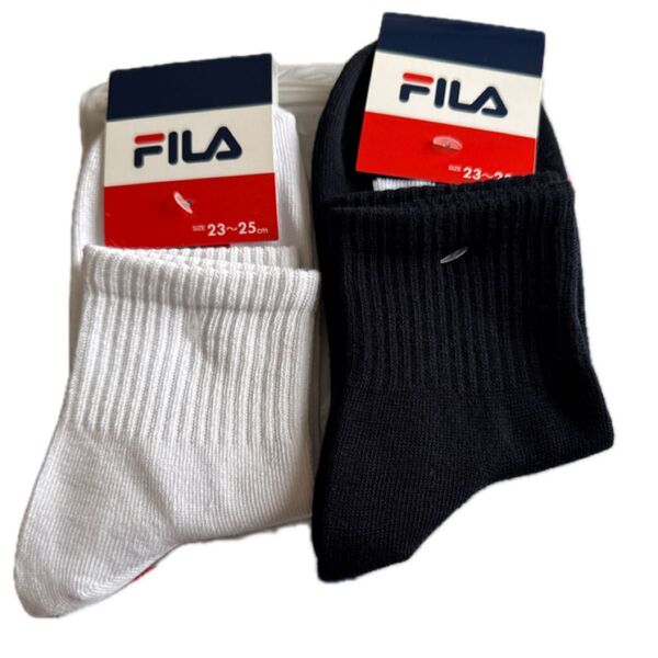 FILA 靴下 ソックス 2足セット 白・ネイビー23〜25cm
